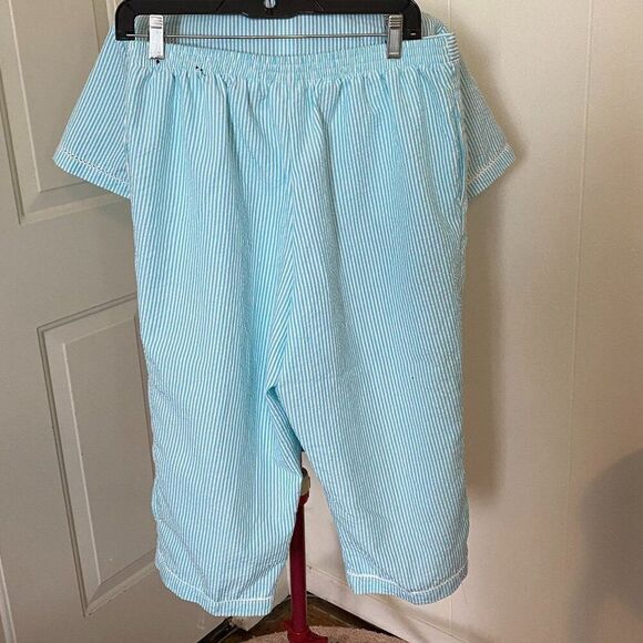 Alfred Dunner 2 Pc Pinstripe Short Sleeve Top & Capri Women Size LP - Picture 10 of 12